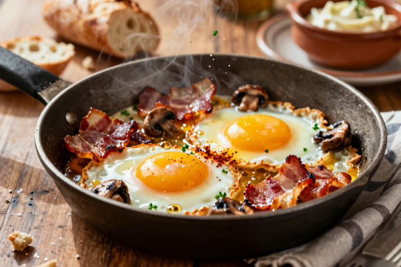 Ovos Rotos com Bacon e Cogumelos: Um Clássico Espanhol Reinventado