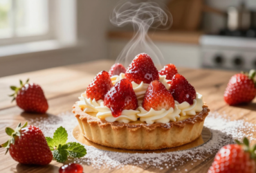 Torta de Morango Clássica com Creme Patisserie e Geleia de Brilho
