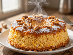 Bolo de Fubá Cremoso com Cobertura de Pé de Moleque: Receita Tradicional 12 Bolo de Fubá Cremoso com Cobertura de Pé de Moleque: Receita Tradicional