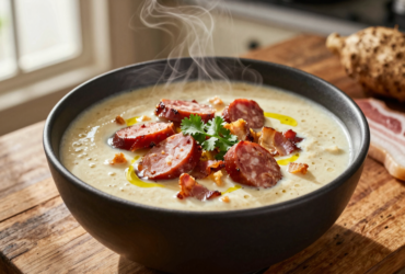 Caldinho de Mandioca Cremoso com Bacon e Calabresa: Sabor e Tradição Brasileira