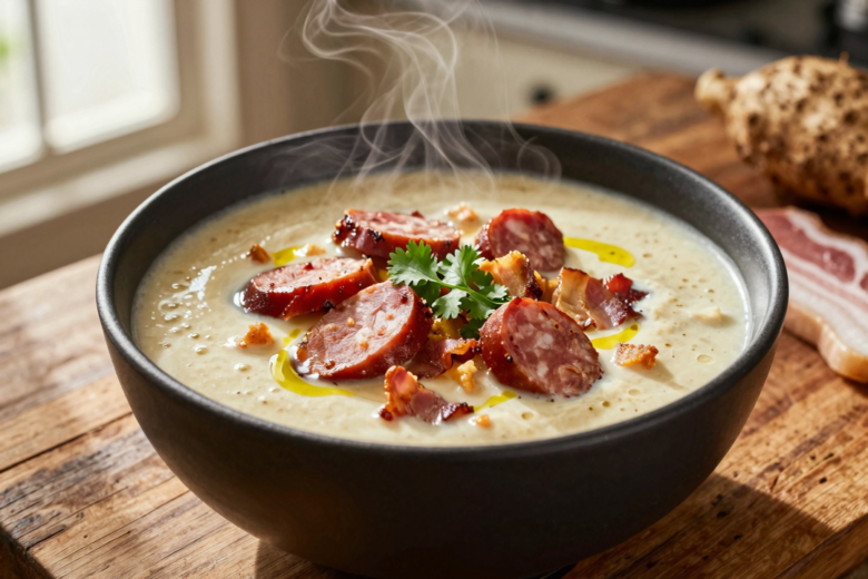 Caldinho de Mandioca Cremoso com Bacon e Calabresa: Sabor e Tradição Brasileira