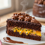 Bolo de Chocolate com Recheio Cremoso de Maracujá e Brigadeiro