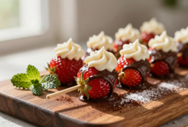 Espeto da Felicidade: Morangos Frescos, Creme de Ninho e Chocolate