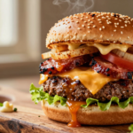 Hambúrguer Gourmet com Chouriço Defumado e Maionese Picante