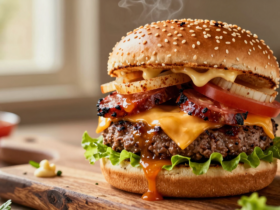 Hambúrguer Gourmet com Chouriço Defumado e Maionese Picante