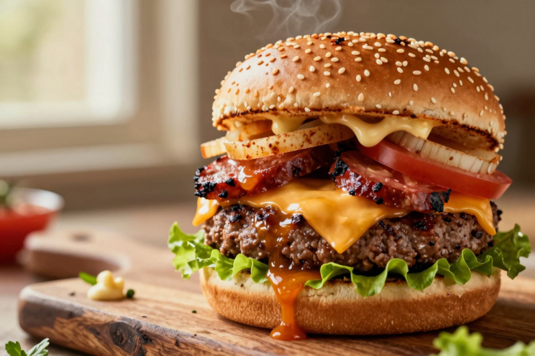 Hambúrguer Gourmet com Chouriço Defumado e Maionese Picante