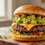 Hambúrguer Gourmet com Guacamole Cremoso e Toque Picante de Pimenta