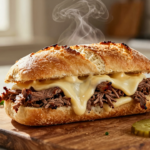 Lanche de Tiras de Carne e Queijo Cremoso: Sabor e Tradição