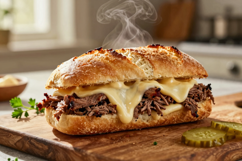 Lanche de Tiras de Carne e Queijo Cremoso: Sabor e Tradição