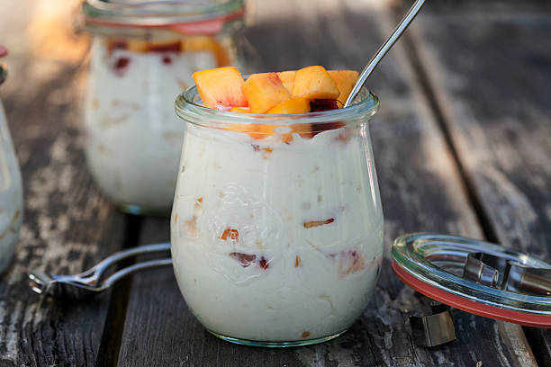Easy Peach Delight Dessert 1 Sobremesa delícia de pêssego