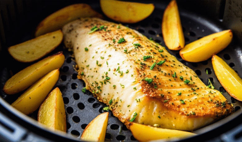 Bacalhau Assado com Batatas com Pele na Airfryer 1 Bacalhau Assado com Batatas com Pele na Airfryer