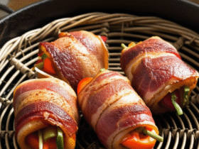 Rolês de Frango com Bacon e Pimentão na Airfryer: Uma Delícia Prática 6 Rolês de Frango com Bacon e Pimentão na Airfryer: Uma Delícia Prática