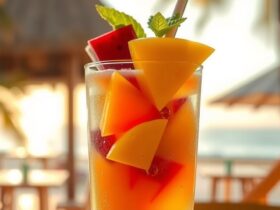 Drink de Verão Refrescante com Frutas Tropicais