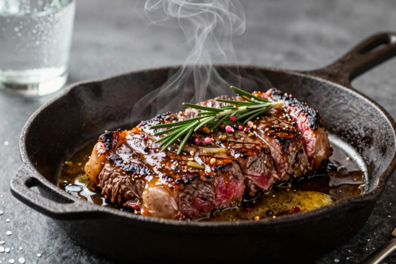 Juicy Skillet Steak with Garlicky-Herb Pan Sauce