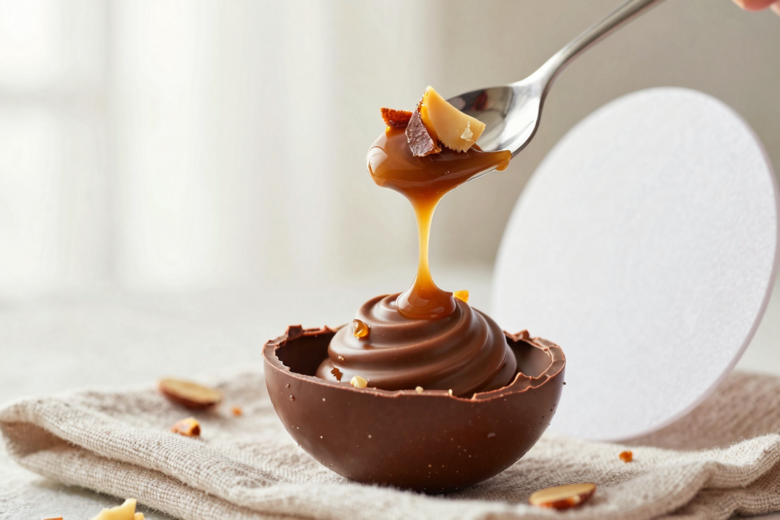 Ovo de Páscoa de Colher com Recheio Cremoso de Brigadeiro de Amendocrem